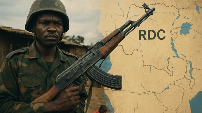 Soldat en uniforme et carte du RDC